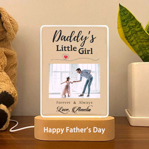 Personalized Acrylic Plaque Picture Lamp Daddy's Little Girl with Best Wishes for Dear Dad