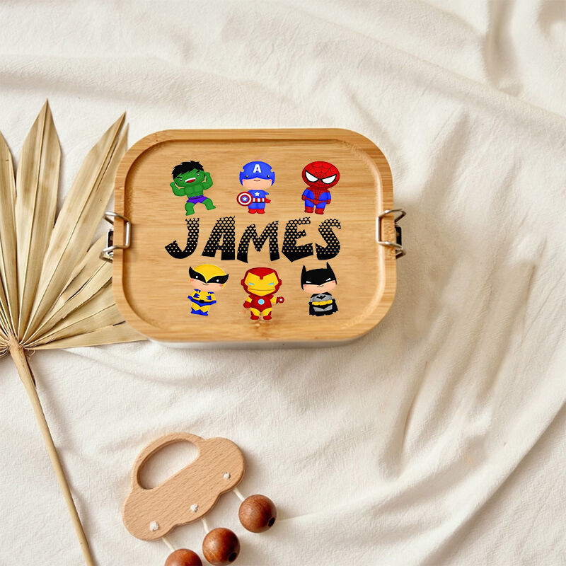 Personalized Lunch Box Custom Name With Cute Cartoon Characters