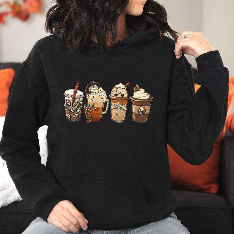 Amazing Hoodie with Ghost Drink Pattern Creative Gift for Women