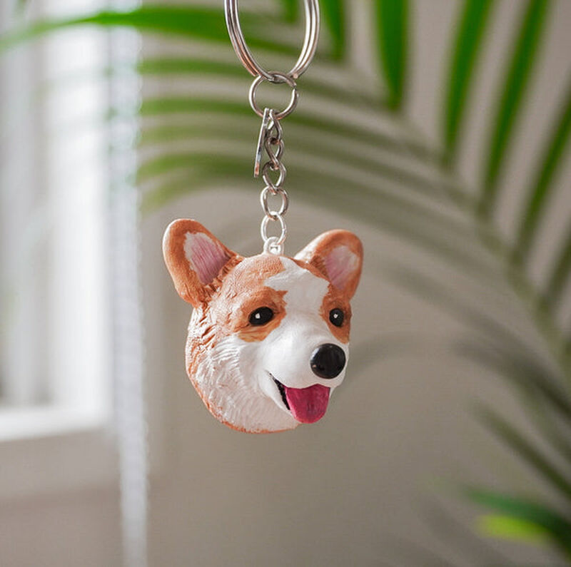 Personalized Clay Handmade Pet Head Keychain For Pet Lovers