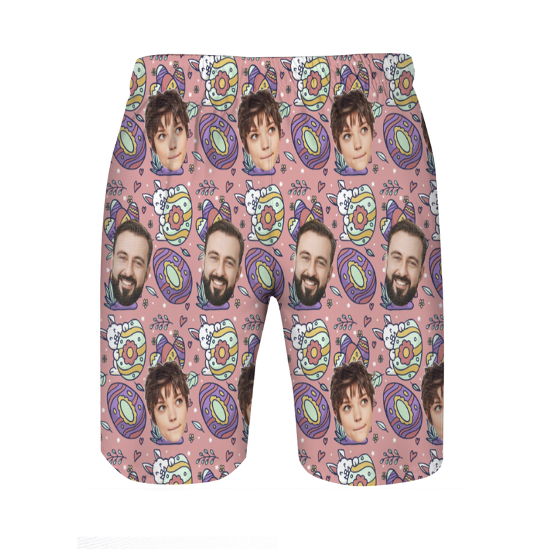 Personalized Picture Men's Beach Shorts with Avocado Pattern Creative Gift for Family