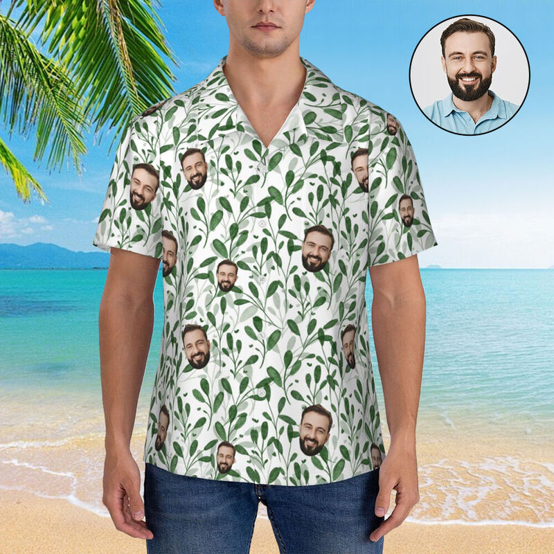 Camicie hawaiane personalizzate Flowers and Leaves Design Camicia da spiaggia personalizzata per uomo