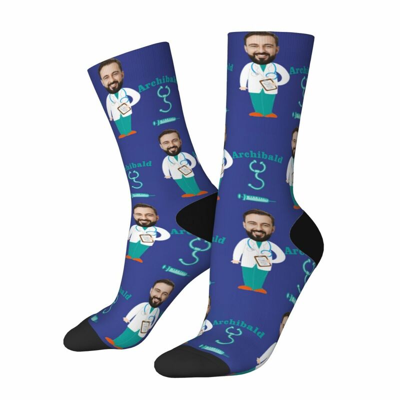 Personalized Face Socks Funny Photos Mid-calf Socks Gifts for Doctor Friends