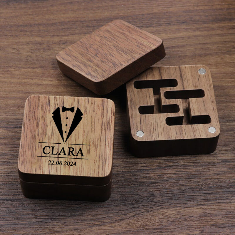 Personalisierte Manschettenknopf Box Anzug Krawatte benutzerdefinierte Name und Datum stilvolles Design Perfektes Geschenk für ihn Freunde