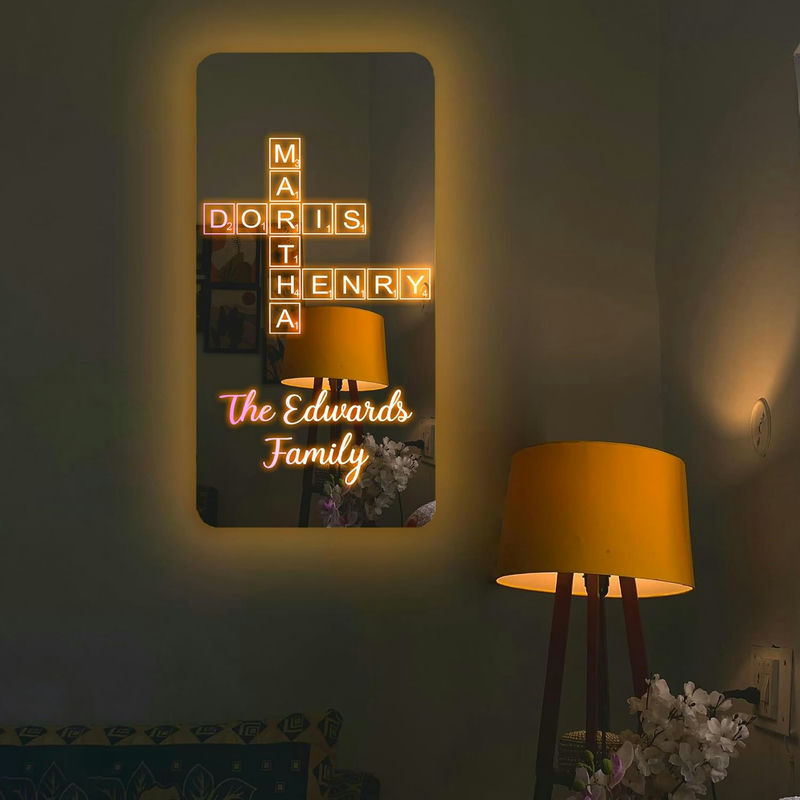 Personalized Mirror Lights With Scrabble Warm Gifts For Family
