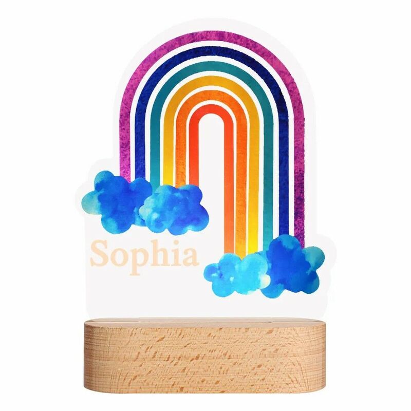 Personalized Name Night Light with Rainbow Pattern Beautiful Gift for Child