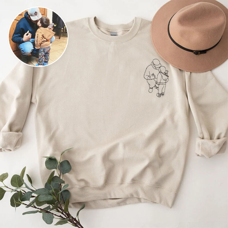 Personalized Sweatshirt Embroidered Custom Dad and Kids Photo Unique Design Perfect Father's Day Gift