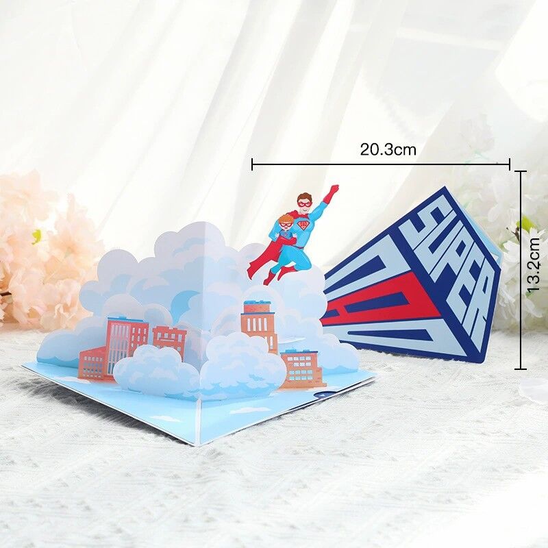 3D Pop Up-kort Super Dad Cool Superman Design Attraktiv present till fars dag