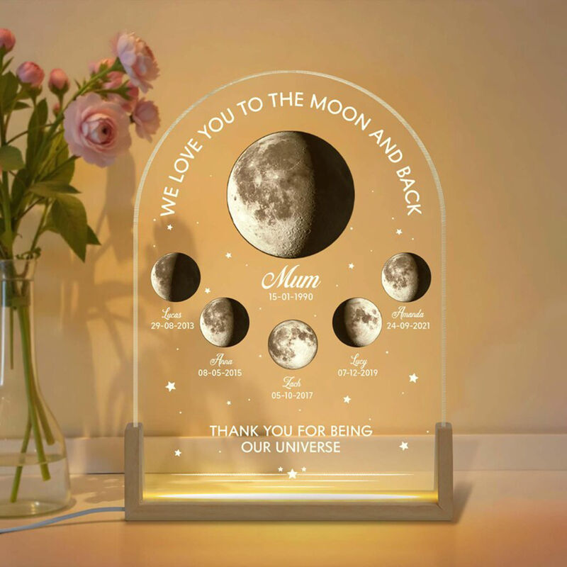 Personalized Moon Phase Picture Night Light with Custom Name Funny Present for Parents