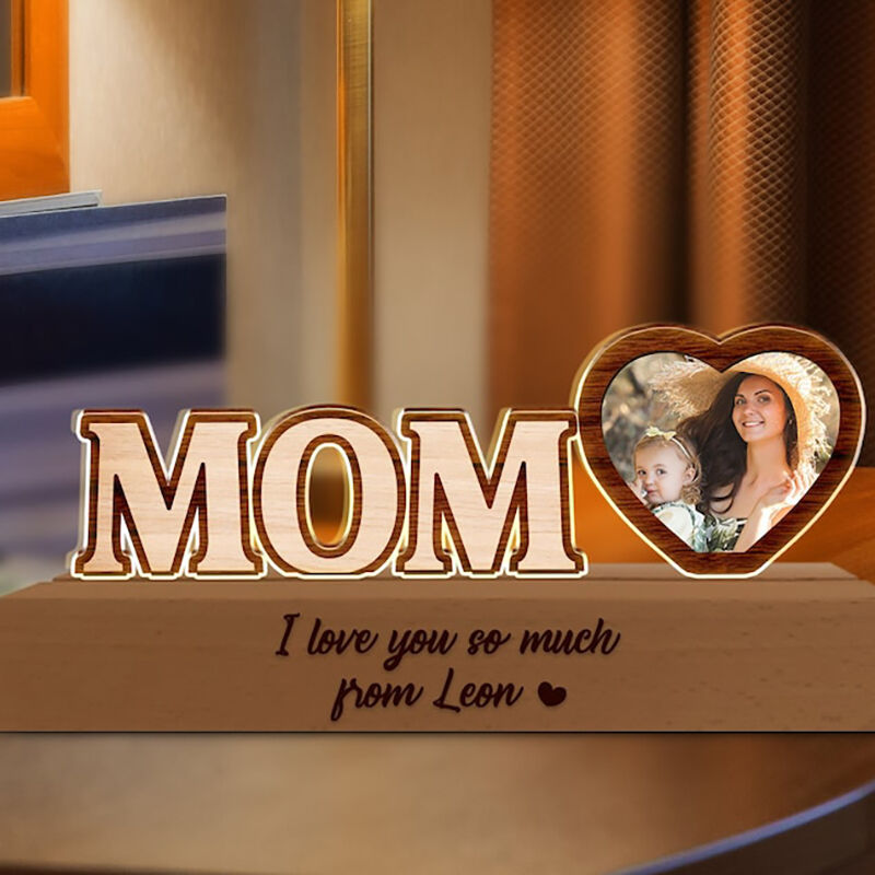 Personalized Picture Night Light with Custom Text Interesting Gift for Mother