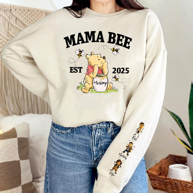 Personalized Sweatshirt Mama Bee with Custom Honey Bee Baby Creative Design Perfect Mother's Day Gift
