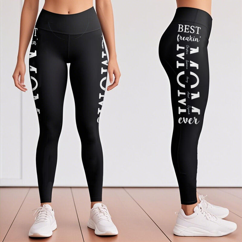 Personalisierte Leggings Best Mom Ever mit individuellen Namen Warmes Design Geschenk zum Muttertag