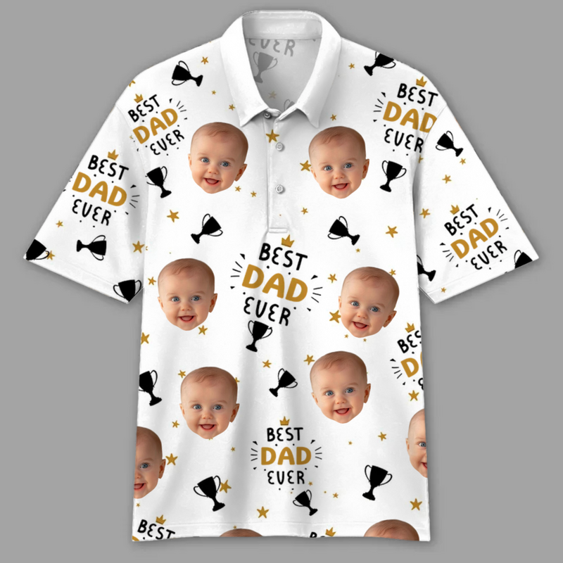 Polo Photo Personnalisé avec Motif Trophée Cadeau Cool pour Papa