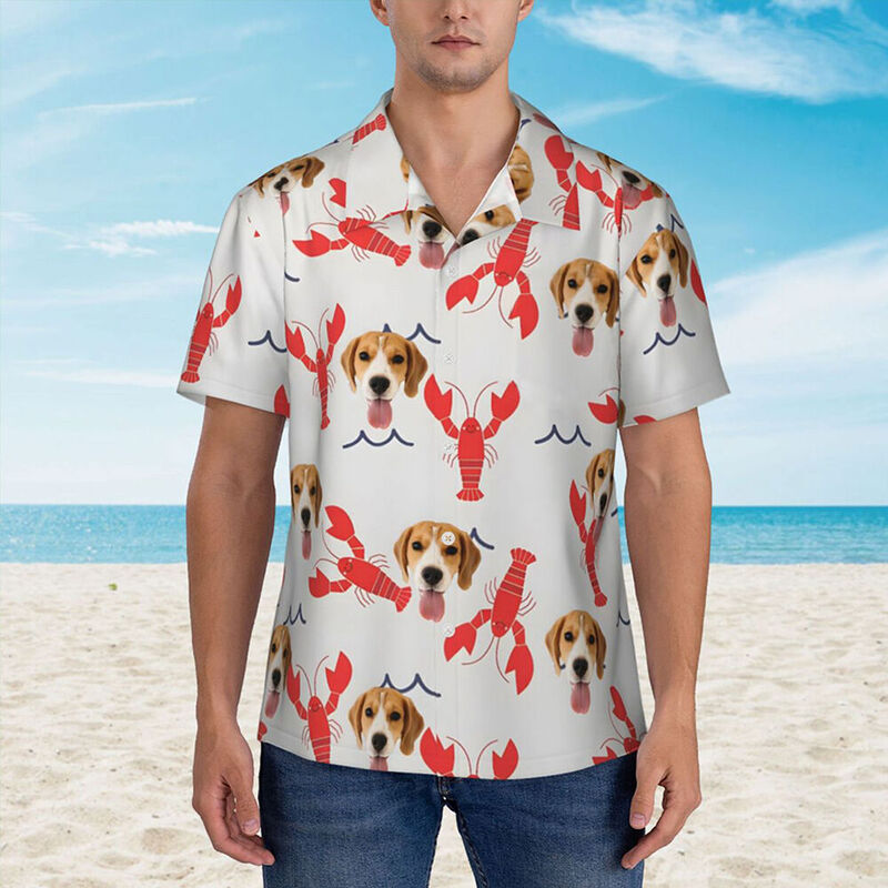 Personalized Hawaiian Shirt with Lobster Print Summer Casual Shirt Holiday Gift for Pet Lovers