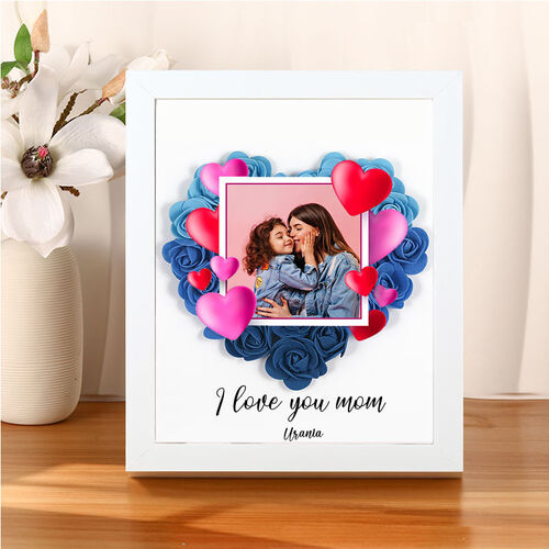Personalisierte getrocknete Blume Rahmen mit Namen Geschenk für Muttertag-Ich liebe dich Mama