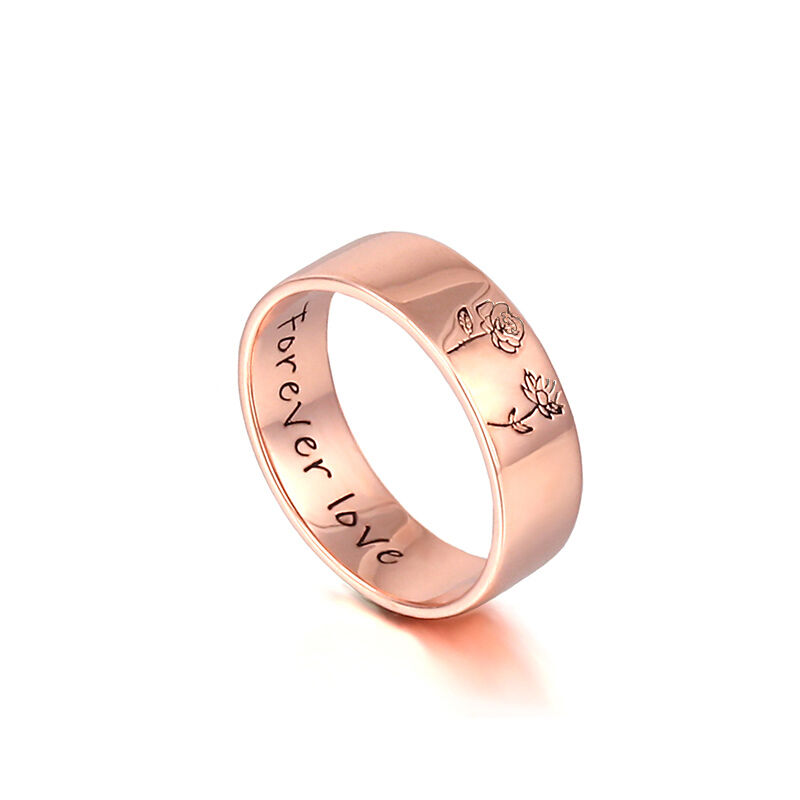 Custom Birth Flower Ring With Text