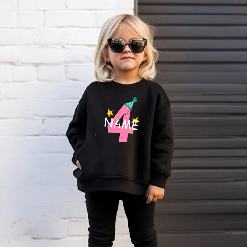 Personalized Kids Sweatshirt Custom Name And Age Birthday Gift For Girls