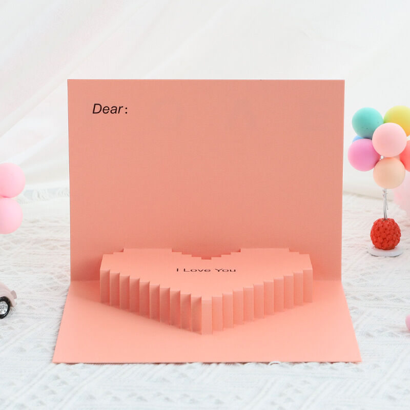 3D-rosa hjärta popup-kort Jag älskar dig-design Romantisk gåva för paren