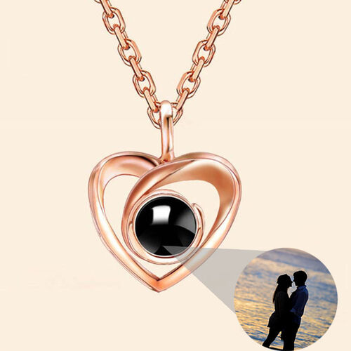 Sterling Silver Personalized Photo Projection Necklace - Love Heart