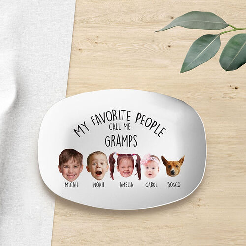 Personalisierter Teller mit Baby-Foto Warmes Geschenk für Opa "My Favorite People Call Me Gramps"