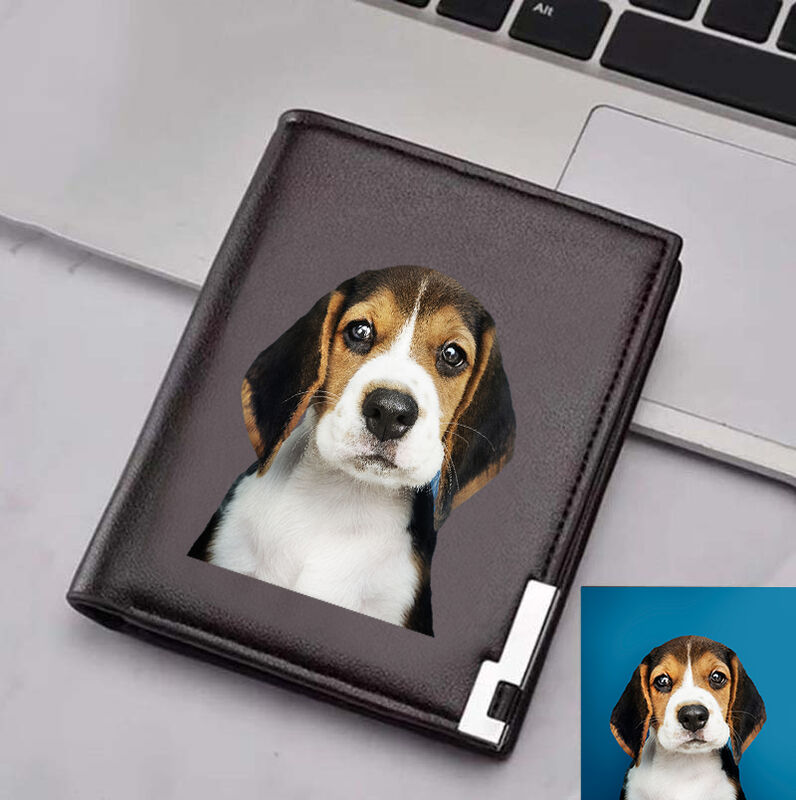 Personalized Photo Men's Black Color Printing Wallet-For Pet
