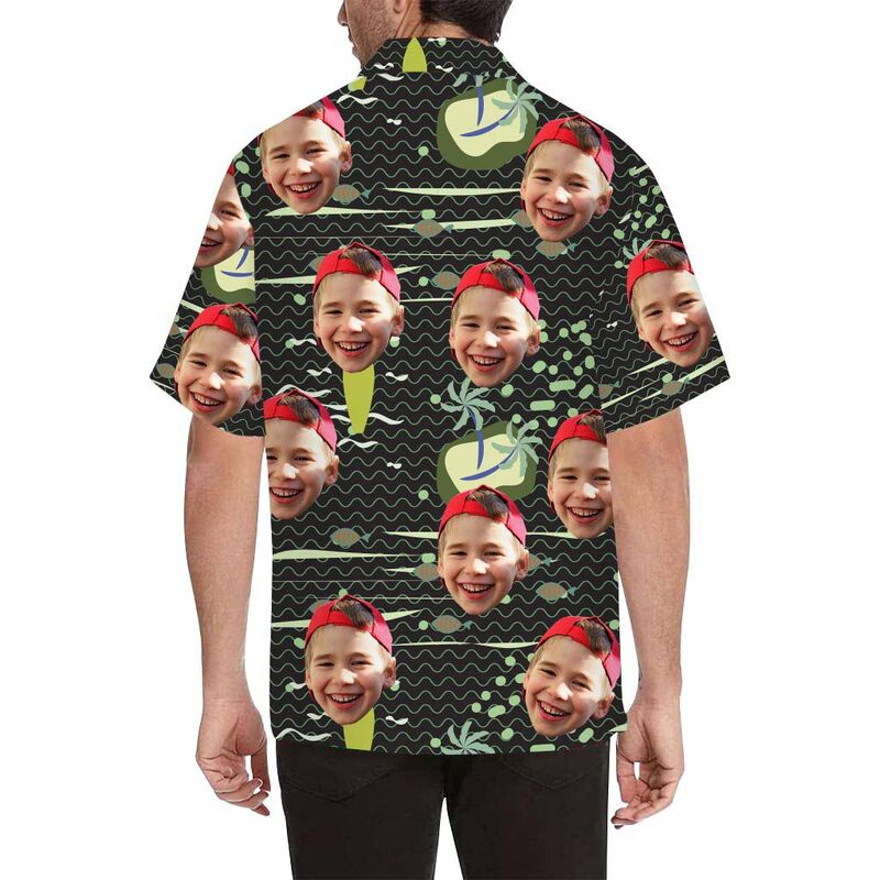 Custom Face Island Men's All Over Print Hawaiian Shirt
