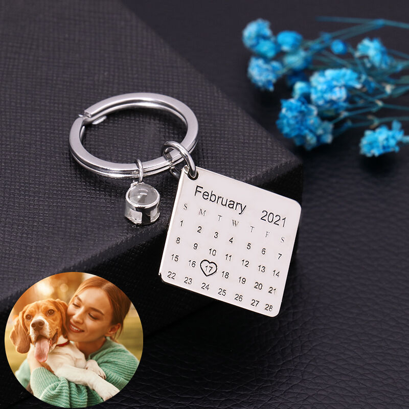 Personalized Photo Projection Calendar Keychain