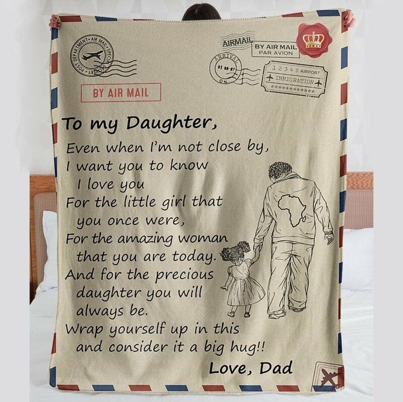 Manta personalizada con texto de carta de amor de papá para hija