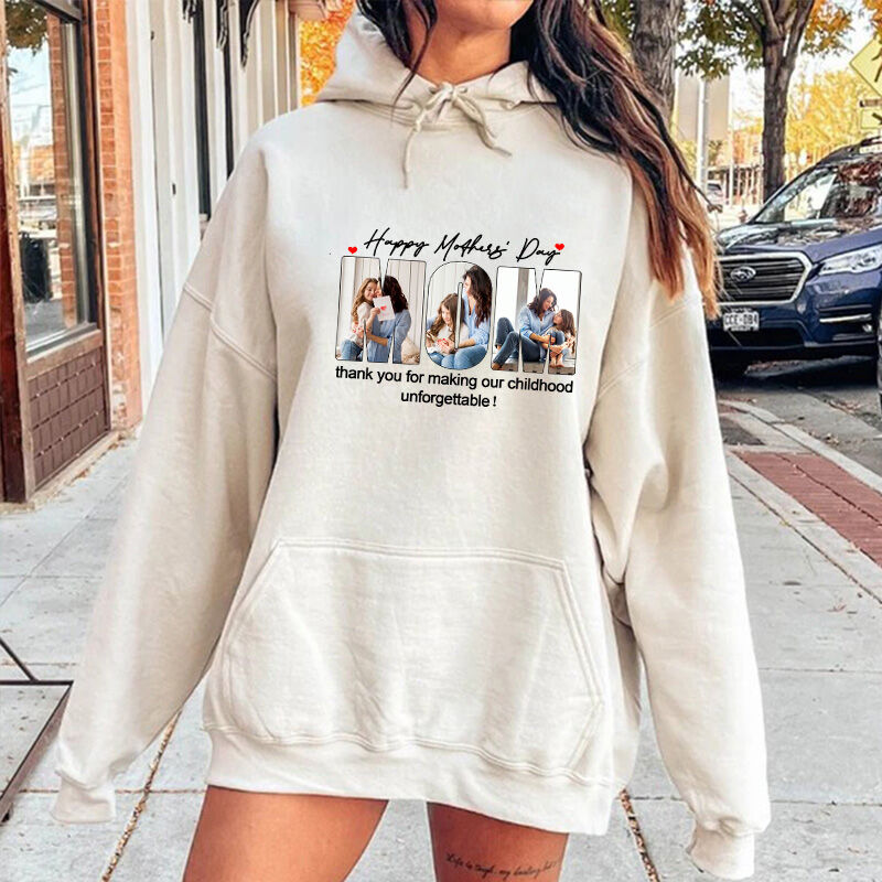 Personalized Hoodie with Custom Photos and Messages for Mother's Day Gift