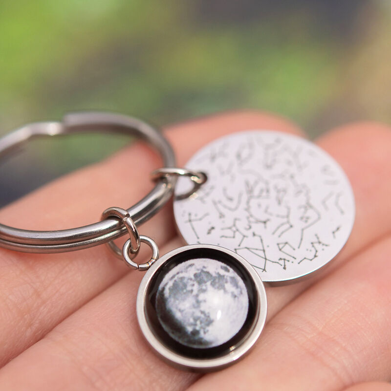 Personalized Keychain Star Map And Moon Phase Design Unique Gift for Lover's Anniversary