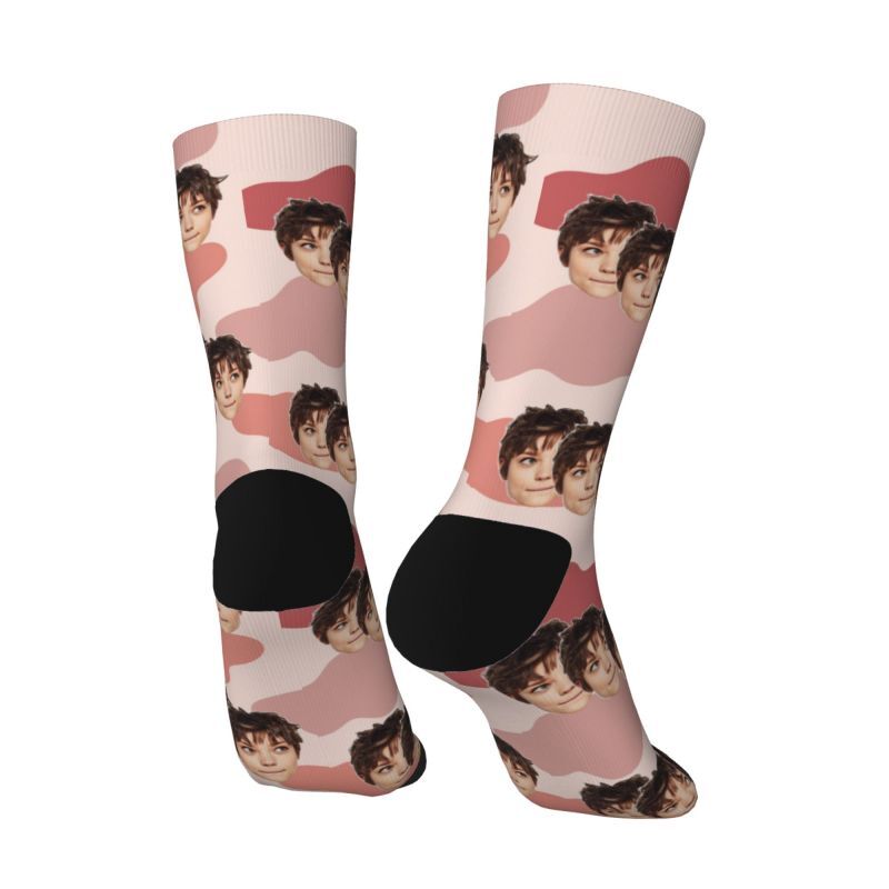 Individuelle Socken Bunte Kuh-Muster drucken Lustige Drei-Gesichter-Fotos