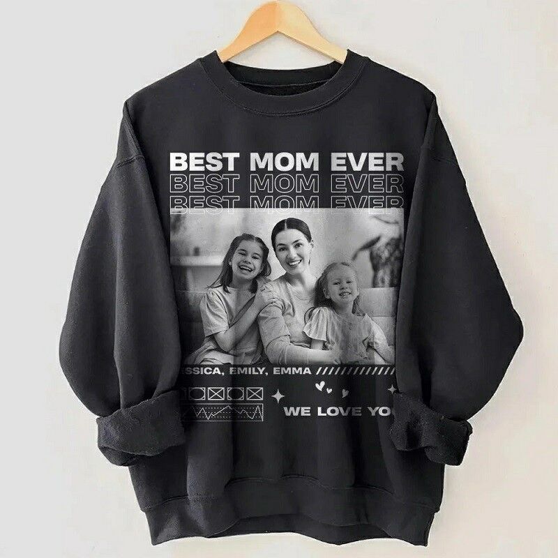 Personalized Sweatshirt Love You Mom with Custom Photos Chic Design Perfect Mother's Day Gift