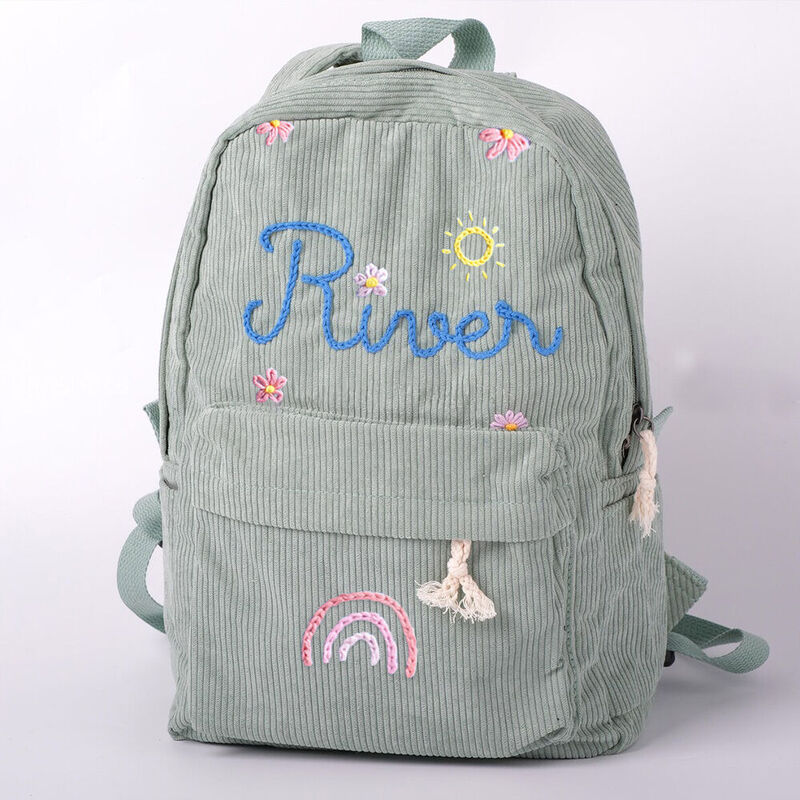Individueller Schulrucksack mit gestickten Blumen als Geburtstagsgeschenk für Kinder