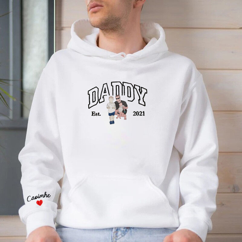 Personalized Hoodie Embroidered Daddy with Custom Photo Design Perfect Gift for Father's Day