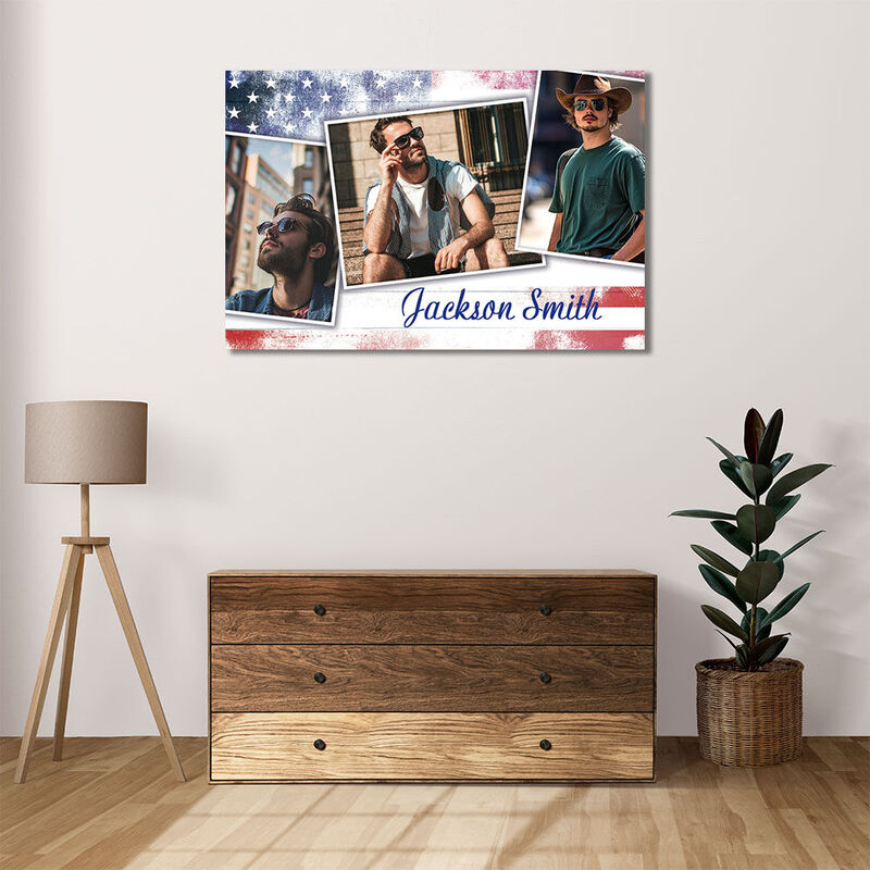 Personalized Picture Canvas Wall Art Flag Background Design Creative Gift for Friend