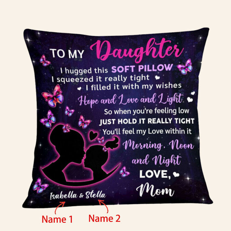 Coussin personnalisé « Maman et fille » Ajoutez un nom Décoration d'intérieur Cadeau pour fille