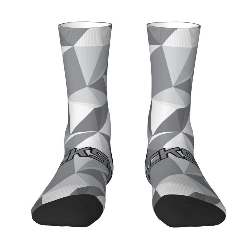 Customized Name Socks Grey Geometric Pattern Suitable Gift for Men