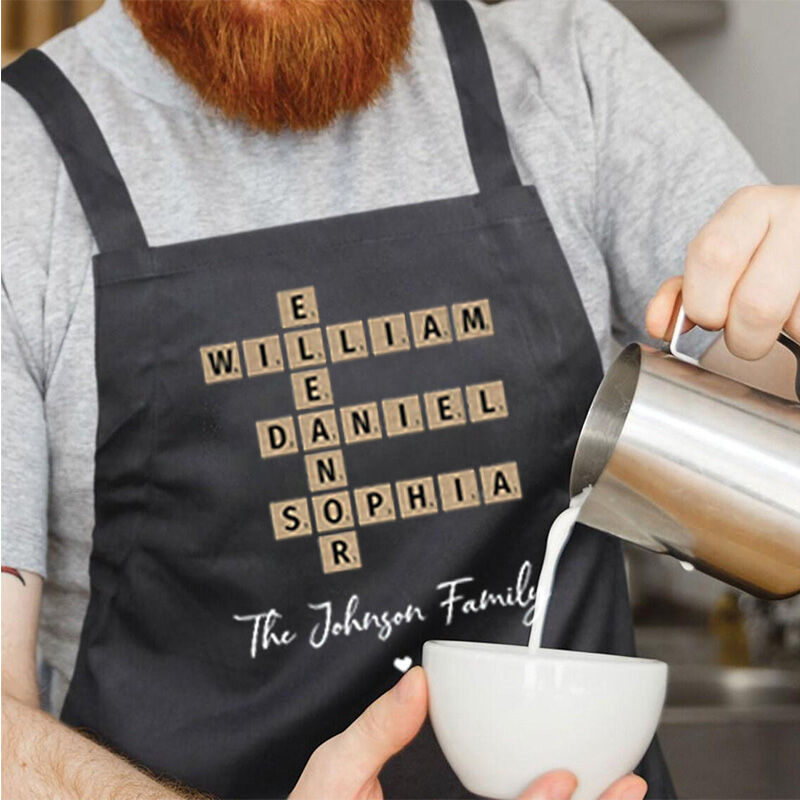 Tablier Scrabble personnalisé avec nom, cadeau créatif pour la famille