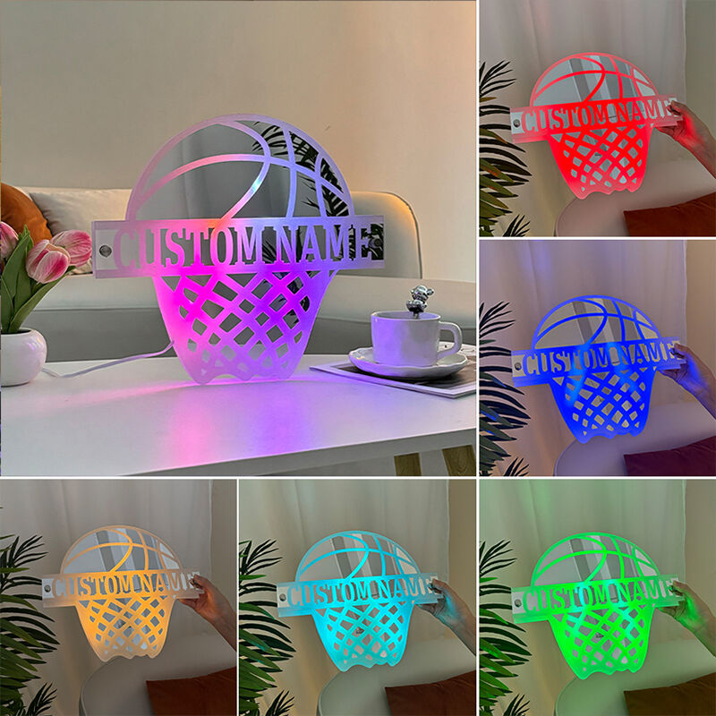 Personalized Basketball Net Mirror Lamp Cool Gift For Basketball Lovers