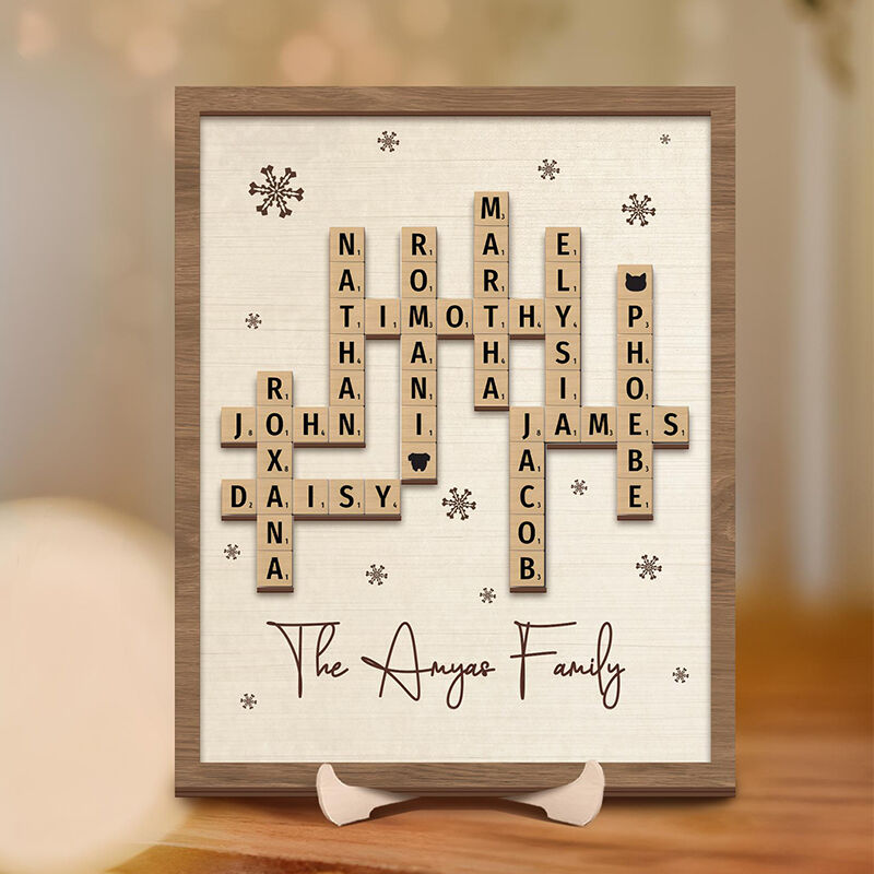 Personalized Frame Scrabble Sign Custom Family Names Puzzle Design Attractive Gift for Her Loved One