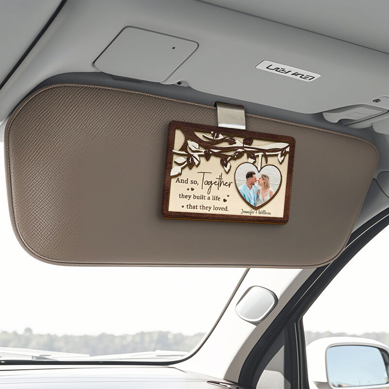 Clip de visière de voiture personnalisé Photo de couple personnalisé Cadeau d'anniversaire pour la femme.