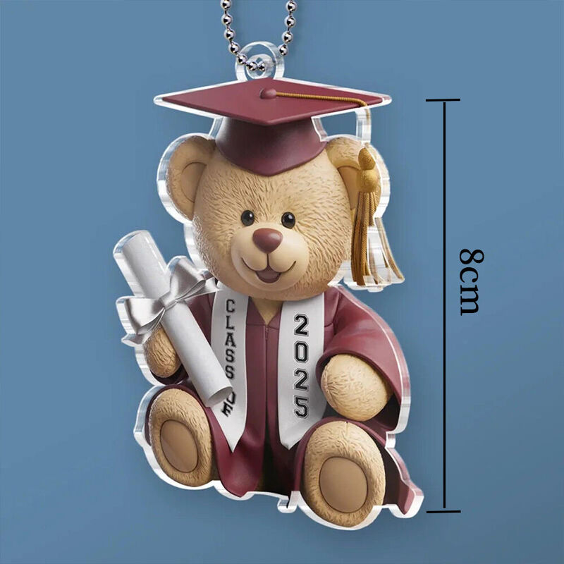 Personalized Acrylic Car Pendant "Graduation Bear" Graduation Gift for Family Members
