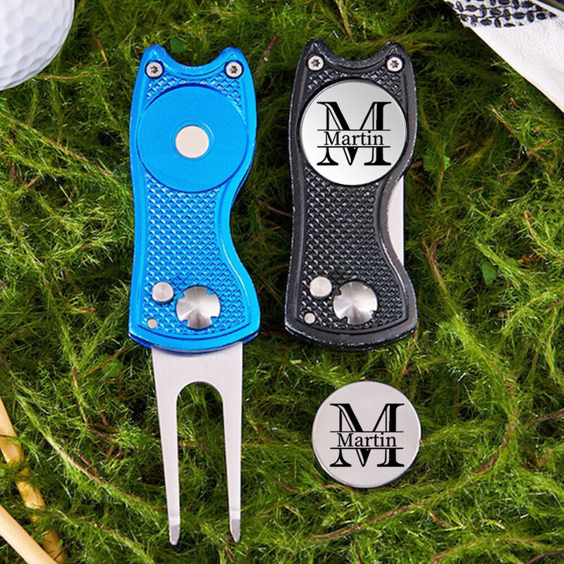 Herramienta de golf personalizada con marcador de bola, nombre y letras personalizados, regalo de cumpleaños para golfistas.