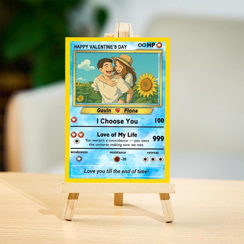 Personalized Photo Poke Card with Heart Pattern Romantic Valentine's Day Gift