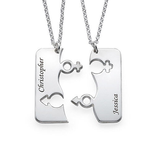 Custom Puzzle Name Couple Necklace