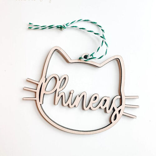 Personalized Cat Custom Name Wooden Christmas Tree Decoration