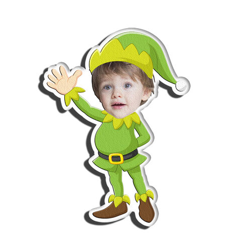 Custom Face Pillow Cute Boy with Green Hat 3D Portrait Personalized Photo Pillow Funny Gift
