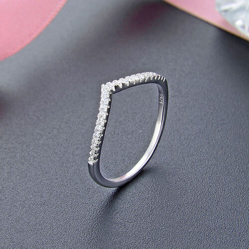 Klassischer V-förmiger Ring Sterling Silber