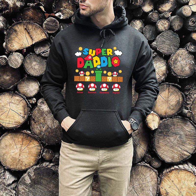 Personalized Mario Hoodie with Custom Name Special Gift for Super Daddy