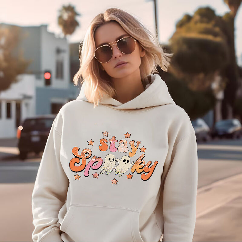 Creative Hoodie "Stay Spooky" Colorful Stars Pattern Beautiful Gift for Women